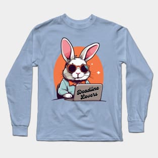 Rabbit Working On Laptop Long Sleeve T-Shirt